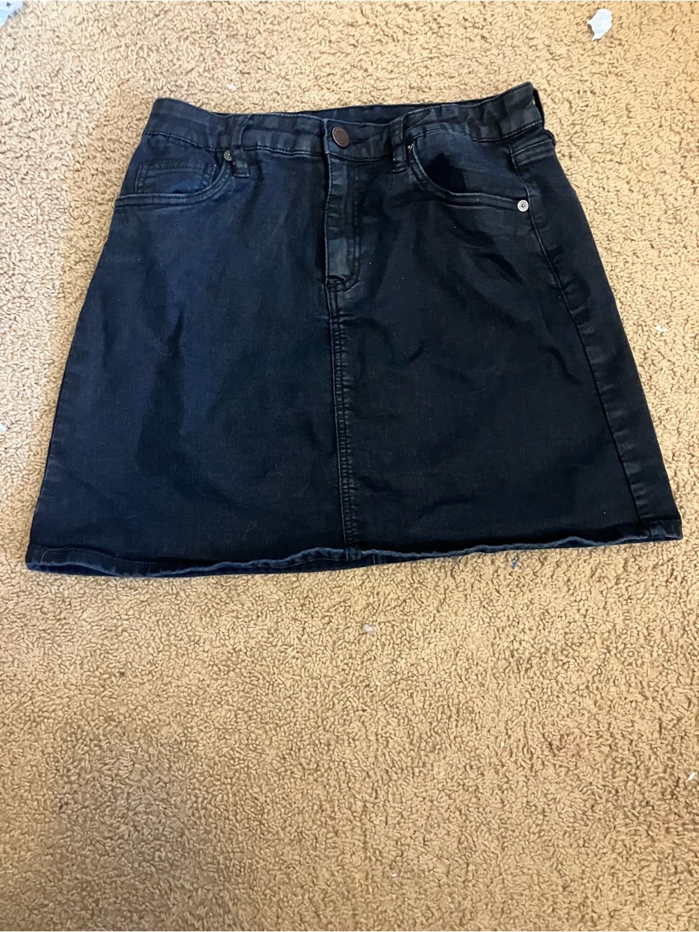 Blank NYC Black Denim A-Line Mini Skirt